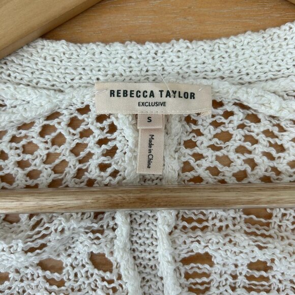Rebecca Taylor Cardigan Sweater Small Crochet Open Knit Lightweight Boho Chic - Picture 4 of 7